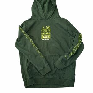Vans Dark Green Hoodie with Yellow Flame Accents